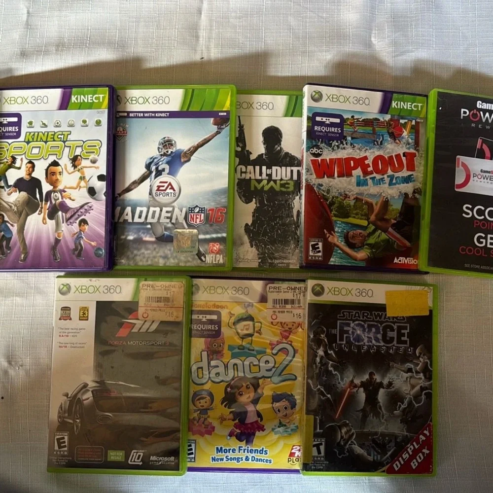 Xbox 360 Black Console with Controllers and Games